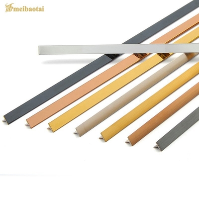 5 Groove Stainless Steel Tile Trim Golden Mirror T Profile For Corner