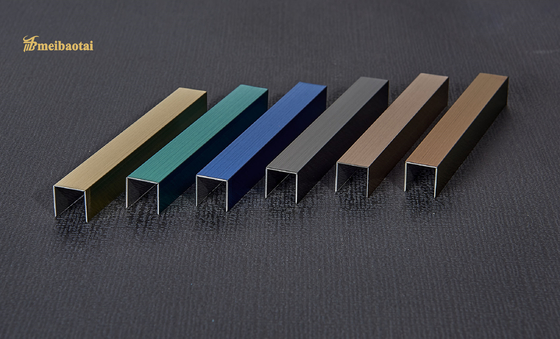 304 Stainless Steel Tile Trim Decorative U Profile With V Groove