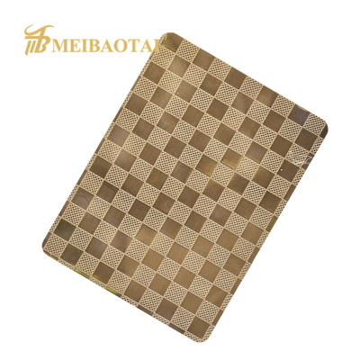 SS201 SS304 PVD Color Coating SS Embossed Sheet Small Checkered Pattern