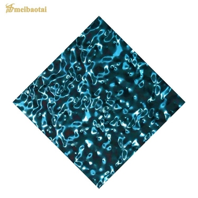 0.8MM الزرقاء الخضراء المرآة المياه التموجات الفولاذ المقاوم للصدأ ورقة 1219x2438mm