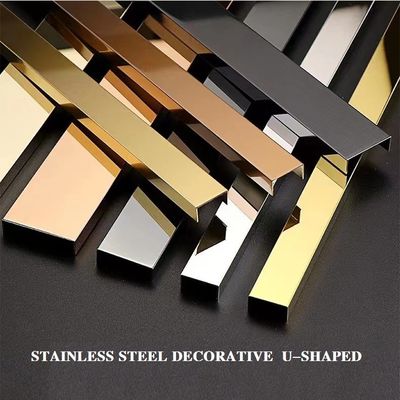 JIS Standard 304 الفولاذ المقاوم للصدأ U Profile Tile Trim مع V Groove لحماية الحافة الزخرفية