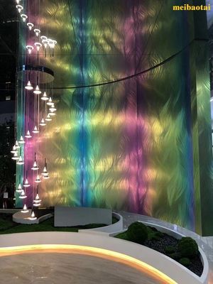 سعر جيد تخصيص نمط الليزر قوس قزح الفولاذ المقاوم للصدأ ورقة الديكور اللوبي الانترنت