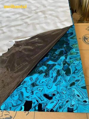 سعر جيد Ss304 201 صفيحة الفولاذ المقاوم للصدأ المرآة الزرقاء المائية صفيحة التموج لوحة التزيين الانترنت