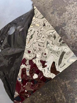 الفضة الذهبية المرآة السوداء المياه الموجة صفيحة الفولاذ المقاوم للصدأ 1219 * 2438mm