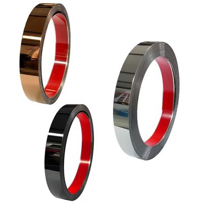 سعر جيد الذهب وردة الذهب المرآة المعدن الفولاذ المقاوم للصدأ التلصق لفة شقة الشريط الانترنت