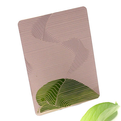 Rose Gold Mirror Etched Stainless Steel Sheet  With Laser PVC Film