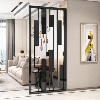Black Stainless Steel Privacy Screen, Stylish Metal Room Partition Wall