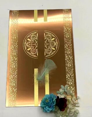 Gold Mirror Etched Polished Stainless Steel Sheet 1220*2440 MM Four Feet