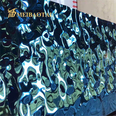 سعر جيد الصفحة الفولاذ المقاوم للصدأ من PVD Blue Coated 304 Grade JIS Standard Water Ripple للاستخدامات الزخرفية الانترنت
