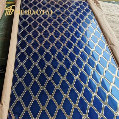 الذهب الأزرق مزيج من الألوان الماسية النمط المنسوج ورقة الفولاذ المقاوم للصدأ 4x8 قدم للزينة العداد