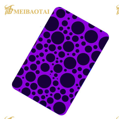 سعر جيد PVD اللون الأرجواني حفر ورقة الفولاذ المقاوم للصدأ مع 70 ميكرون فيلم PVC و 1.15mm سمك الانترنت