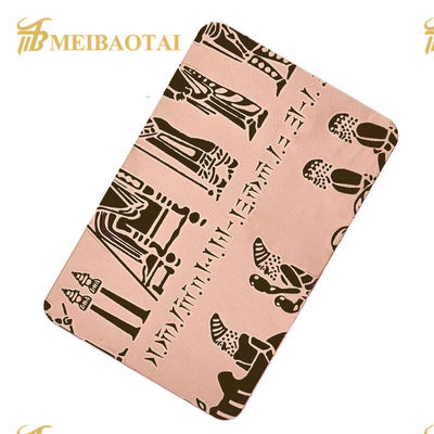 سعر جيد 201 الفولاذ المقاوم للصدأ ورقة محفوراً Pvd ارتفع لون الذهب HRB100 صلابة الانترنت