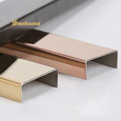 سعر جيد PVD المفرشة وردة الذهبية الفولاذ المقاوم للصدأ البلاط التجميل 10mm Bullnose U التجميل لتزيين الأرضيات الانترنت