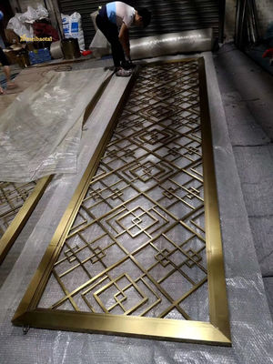 سعر جيد 304 الشمبانيا المرآة الفولاذ المقاوم للصدأ غرفة مقسمة ديكور الفندق الانترنت