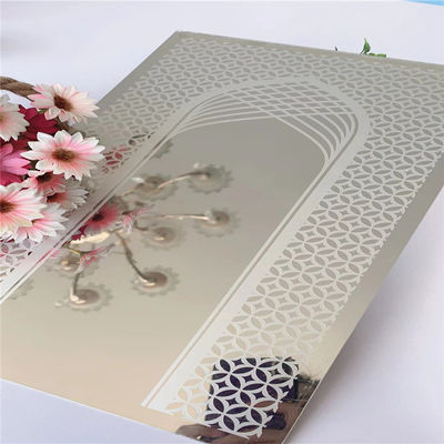 304 درجة المرآة النهاية حفر ورقة الفولاذ المقاوم للصدأ 1219x2438mm لتزيين المصعد