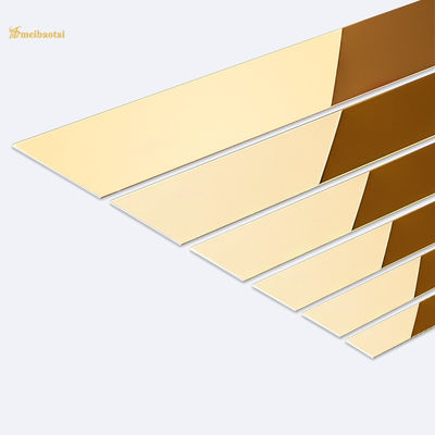 سماكة 0.55 مم SS304 مرآة بلاط الفولاذ المقاوم للصدأ مع طلاء PVD ذهبي لحواف الجدران والأرضيات