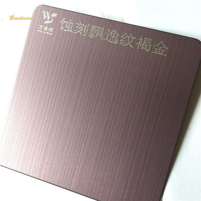 اللون البني مطلي 201 الفولاذ المقاوم للصدأ لوحة حفرة للزخرفة الباب في 1219x3048mm الحجم